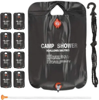 Productafbeelding van Campingdouche Set van 9 - 20 Liter, Opvouwbare Zonne-douche met Sproeier, Mobiele Buitendouche