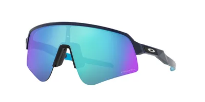 A pair of Oakley Sutro Lite Sweep sunglasses with a matte navy frame and Prizm Sapphire lenses.