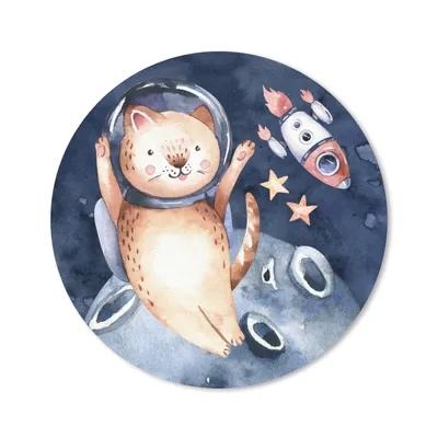 Produktbild von MuchoWow® Mauspad Mousepad Weltraum - Rakete - Katze - Kind - Jungen - Mädchen - Kinder 20x20 cm - Mousepads - Maus Mat - Pad - Mausunterlage - Schreibtischmatte