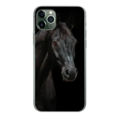 Produktbild von MuchoWow® Handyhülle Schutzhülle Hülle für iPhone 11 Pro Max Pferd - Nutztier - Schwarz Silikon Softcase Handy Hülle - Schutz
