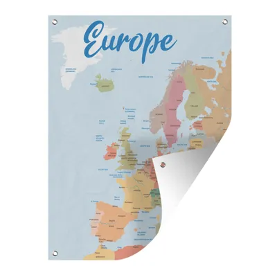 Obrázek produktu pro MuchoWow® Zahradní plakáty - Mapy - Evropa - barevné - 160x120 cm - Zahradní dekorace