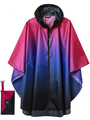 Productafbeelding van Poncho voor dames - Lichtgewicht en waterproof - Gradient paars/zwart