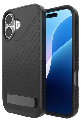 Image de Étui pour téléphone portable iPhone 16, Zagg Gear4 Denali Snap Kickstand, pour MagSafe, noir