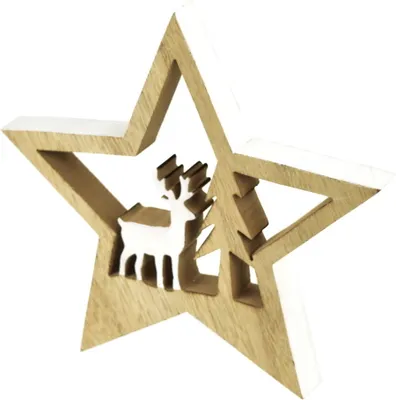 Immagine prodotto di Stella in legno con cervo 20 cm