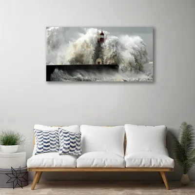Produktbild von Tulup Leinwand-Bilder 100x50 Wandbild Canvas Kunstdruck Leuchtturm Landschaft