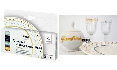 Produktbild von KREUL Glass & Porcelain Pen Glamour, 4er-Set