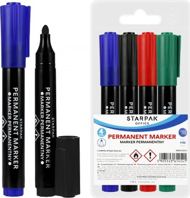 Produktbild von Permanentmarker, rund, 4 Farben, Starpak-Etui