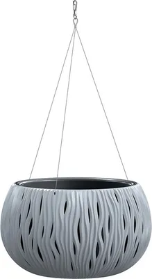 Produktbild von Blumenampel Blumentopf Hängetopf inkl.Pflanztopf SANDY DSK370WS grau ⌀ 37cm Einsatz