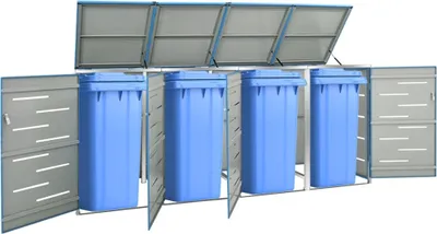 Produktbild von Möbel Mülltonnenbox für 4 Tonnen 276,5x77,5x115 cm Edelstahl - Mülltonnenboxen &28850