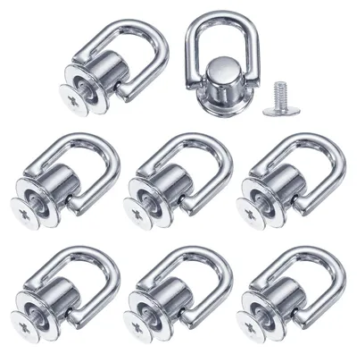 Productafbeelding van Metaalkogelnieten met D-ring - Kogelkopnieten voor lederwerken - Zilver - 8 stuks