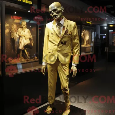 Immagine prodotto di Personaggio mascotte REDBROKOLY di uno Zombie Oro vestito con Tubino e Gemelli