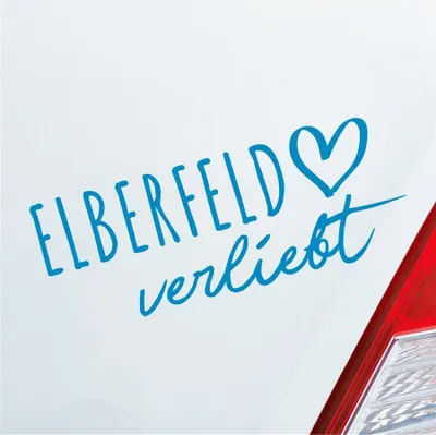 Produktbild von Auto Aufkleber Elberfeld verliebt Herz Stadt Heimat Liebe Car 19x8 cm Hellblau Sticker Heckscheibenaufkleber