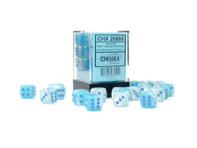 Produktbild von Chessex Würfelset D6 12mm türkis-weiß-blau Luminary 36 Stück
