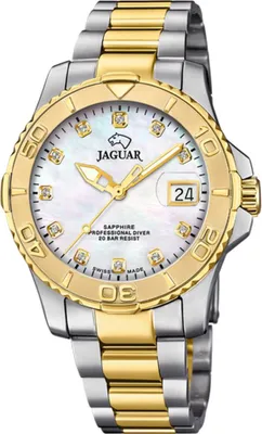 Produktbild von Jaguar Herren Analog Uhr Pro Diver Elegant Edelstahl silber gold UJ970/4