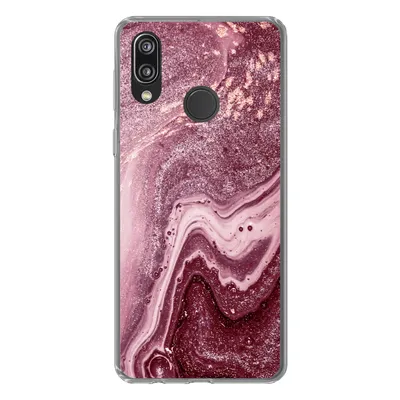 Produktbild von MuchoWow® Handyhülle Schutzhülle Hülle für Huawei P20 Lite (2020) Naturstein - Rosa - Glitter Silikon Softcase Handy Hülle - Kartenhalter