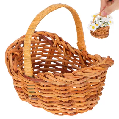 Produktbild von Mini Weidenkorb - Geflochtenes Rattan - Zur Dekoration und Aufbewahrung - 7,5 x 7,5 x 5,5 cm