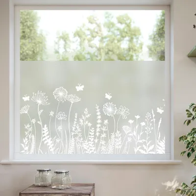 Imagen del producto de Película adhesiva para ventanas, diseño de plantas, 44,5 x 200 cm