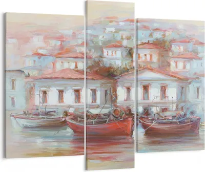 Produktbild von Bild auf Leinwand - Leinwandbild - 3 Teile - Bild Segelboot Hafen - 95x80cm - Wand Bild - Wanddeko - Wandbilder - Leinwanddruck - Bilder - Wanddekoration - Leinwand bilder - Wandbild - CB95x80-4937