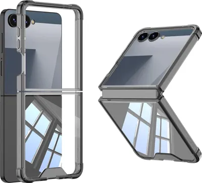 Image de Etui pour Samsung Galaxy Z Flip 7, Etui antichoc transparent avec protection d'écran noir