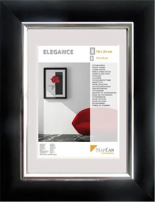 Produktbild von Kunststoff Bilderrahmen Elegance schwarz-metallic-silber, 18 x 24 cm