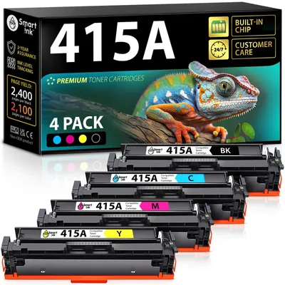 Productafbeelding van Smart Ink 415A, compatibele tonercartridge voor HP 415A 415 A 415X (zwart, cyaan, magenta, geel), als vervanging voor LaserJet Pro MFP M479fdw, M479fdn, M479fdw, M454dw, M454dn (W2030A, W2031A, W2032A, W2033A)