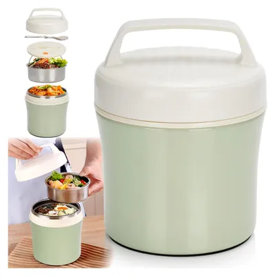 Produktbild von Edelstahl Thermobehälter für Lebensmittel 1200 ml mit Deckel und Löffel