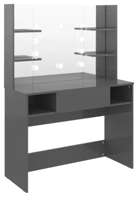 Image de vidaXL Coiffeuse éclairage LED 100x40x135 cm MDF gris brillant
