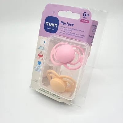 Productafbeelding van MAM Flesjespeen Perfect, geschikt voor baby's vanaf 6 maanden, trendy design, 2 stuks, verschillende kleuren, assortiment