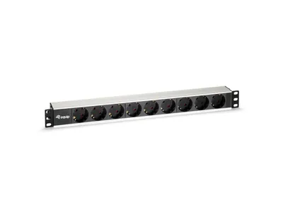 Obrázek produktu pro Equip 333292, 1U, Vodorovný, Hliník, Černá, Stříbrná, 9 AC zásuvky / AC zásuvek, 2 m