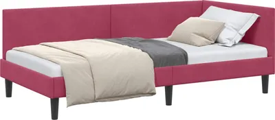 Immagine prodotto di vidaXL Struttura letto ad angolo con testiera rosso vino 80 cm x 200 cm in velluto
