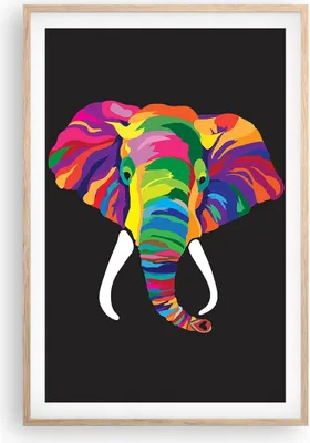 Produktbild von Gerahmtes Poster - Rahmen in heller Eiche - Elefant spaß bunt tier - 61x91,5 cm - Wand Bild - Wanddeko - Wandbilder - Wandposter - Bilderrahmen - Bilder - Kunstdruck - Wandbild - P2NPA61x91-2928