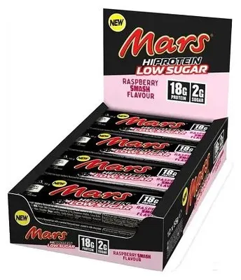 Zdjęcie produktu dla Mars Snickers M&M MilkyWay Protein Bar Box á 12 Riegel Mars Low Sugar Raspberry Smash 12x55g