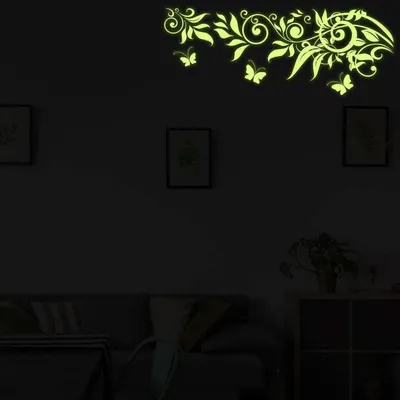 Produktbild von Decords Wandtattoo – leuchtender Blütenzweig mit Schmetterlingen, 160 x 61 cm