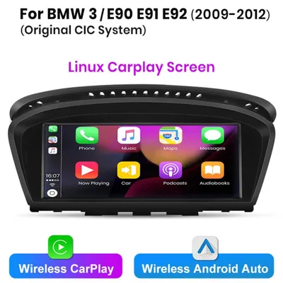 Produktbild von 8,8” Linux CarPlay Autoradio für BMW E60 E61 E63 E64 E90 E91 E92 CIC, Wireless CarPlay & Android Auto, V-Link, Rückfahrkamera, BT, USB