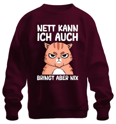 Productafbeelding van Grappig katten-spreekwoord, cartoonkat, humor, grappig, uni sweatshirt, trui, bordeauxrood, maat M