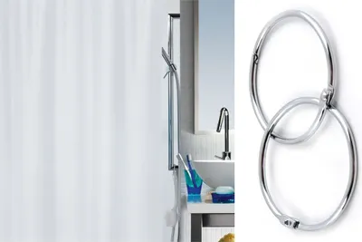 Produktbild von Duschvorhang Set + Edelstahl Duschvorhangringe