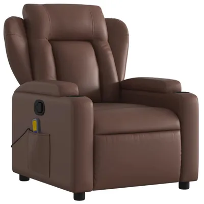 Image de vidaXL Fauteuil de massage brun similicuir
