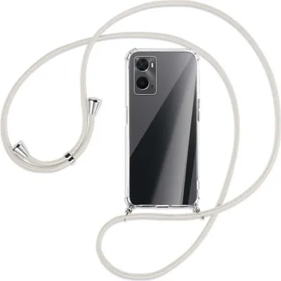 Produktbild von Handykette Backcover-Schutzhülle mit Band (Metall silberfarben) für Oppo A76 - broken white