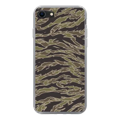 Produktbild von MuchoWow® Handyhülle Schutzhülle Hülle für iPhone 7 Camouflage-Muster mit Streifen Silikon Softcase Handy Hülle - Kartenhalter