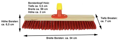Image de Novaliv 2x balai de rue avec manche 50 cm I bois I élaston rouge I gros balai industriel balai de rue large balai de jardin balai d'extérieur balai d'extérieur