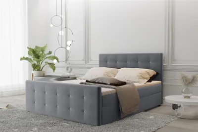 Produktbild von Boxspringbett Schlafzimmerbett MAURO 200x200cm Stoff Soro Dunkelgrau inkl.Bettkasten