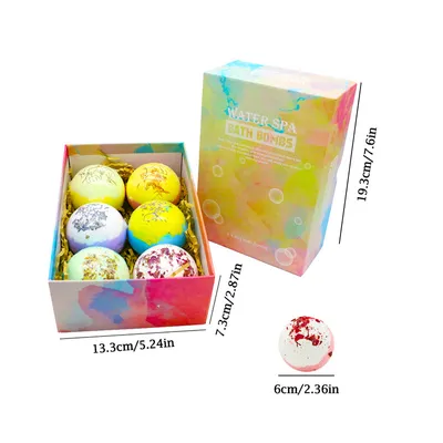 Produktbild von Badebomben-Geschenk-Set, 6 Natürliche Badekugeln, handgemachtes Seifenblasen-Spa-Set, Regenbogen Seifenblase