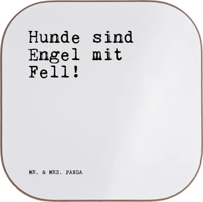 Produktbild von Mr. & Mrs. Panda Untersetzer für Gläser Hunde sind Engel mit... - Weiß - Geschenk, Spruch Sprüche Weisheiten Zitate Lustig Weisheit Worte, Tischuntersetzer, Haustier