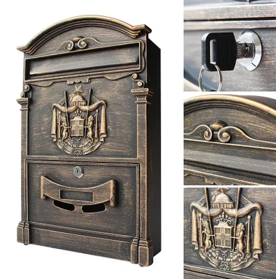 Image de Letterbox boîte aux lettres murale boîte aux lettres 3D vintage antique or