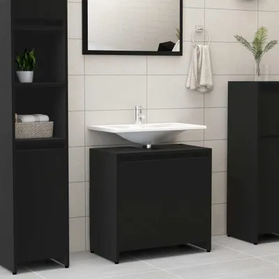 Zdjęcie produktu dla Maison Exclusive – szafka łazienkowa czarna 60 x 33 x 61 cm materiał drewnopochodny