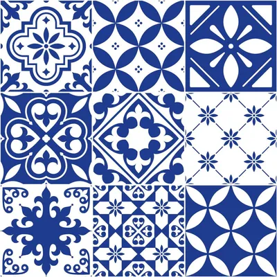 Obrázek produktu pro Samolepicí obkladové nálepky do kuchyně a koupelny – 9 nálepek v egyptské modré barvě ve stylu azulejo – 9 nálepek o rozměrech 10 x 10 cm