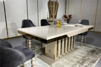 Produktbild von Luxus Esszimmer Set Esstisch + 6x Stühle Designer Set Essgruppe Garnitur