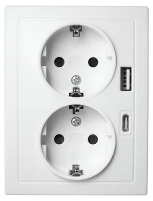 Produktbild von Schutzkontakt-Steckdose McPower Flair 2-fach 250V/16A USB-A+C PD20W weiß