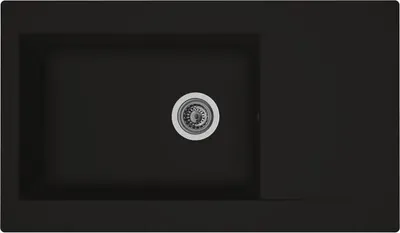 Immagine prodotto di Lavello da incasso, 1 vasca grande + 1 sgocciolatoio, Einna, 86 x 50 cm, nero, resina sintetica