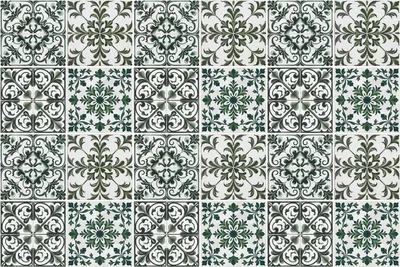 Produktbild von Fliesenaufkleber 20 x 20 cm – 24 Stück – Selbstklebend – Wasserfest – Pflegeleicht – Hitzebeständig – Für Küche & Bad – Blumenornamente auf Fliesen